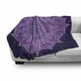 thumbnail image 3 of Purple Mandala Soft Flannel Fleece Throw Blanket, Hand-Drawn Doodle Lace Mandala with Floral Motifs, Cozy Plush for Indoor and Outdoor Use, 50" x 60", Dark Purple Pale Mauve, by Ambesonne, 3 of 6