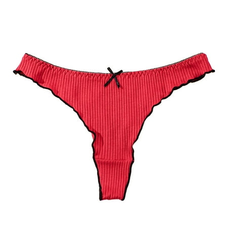GHSOHS Womens Underwear Panties Women Cotton Panties Cotton Underwear Low Waist Lace Briefs Solid Cotton Crotch Underwear Panties Seamless Underpants No Show Lace Panties Red Thongs Cotton Under L