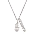 thumbnail image 1 of Delight Jewelry Silvertone Imitation Pearl Snowman Silvertone Sisters Best Friends Forever Bar Charm Necklace, 23", 1 of 4