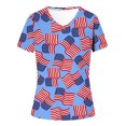 thumbnail image 4 of Fiudx Camisas de Mujer Camiseta de Manga Corta con Cuello En V Estampada para El Día de La Independencia Informal a La Moda para Mujer, 4 of 4