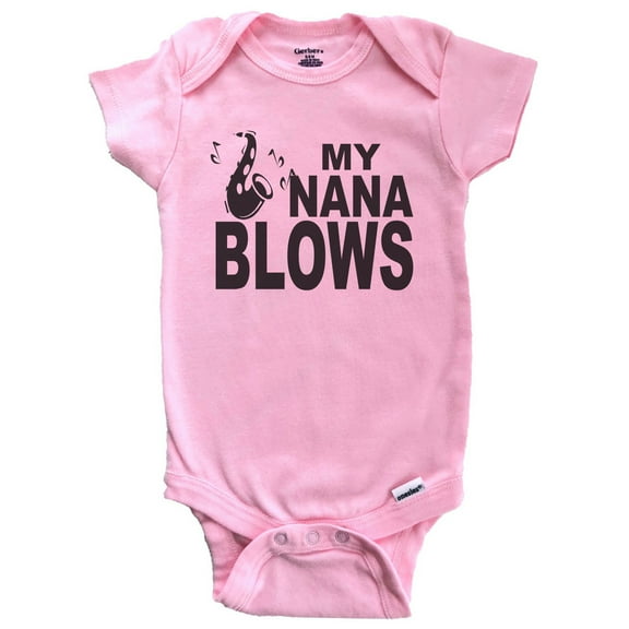 My Nana Blows Saxophone Funny Music Baby Bodysuit (Pink)