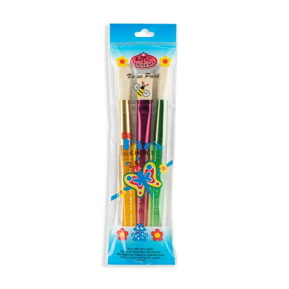 Royal Brush Big Kid's Choice Toddler Brush Set, Round/Flat, 3/Pkg.