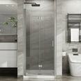 thumbnail image 4 of Demi Bonn 34" x 72" Bifold Shower Door, Walk-In Wet Room Divider, 1/4 inch Thick Clear Tempered Glass Frameless Shower Door, Silver, 4 of 8