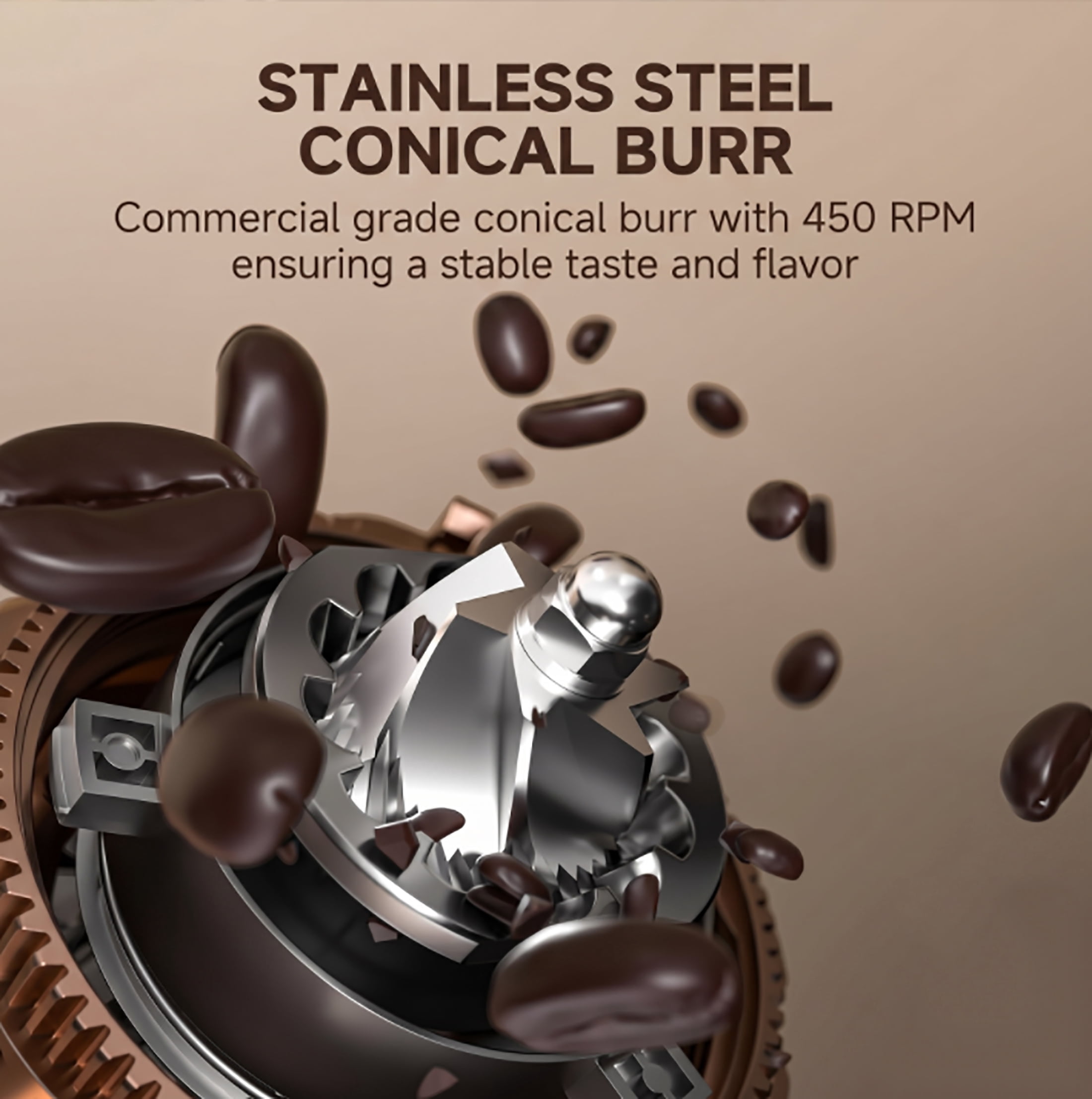 Sunmaki Coffee Grinder with 75 Settings & 40mm Burrs, Anti-Static Espresso Grinder for Home Use