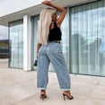 thumbnail image 6 of LYMAYTER Women Wide Leg Jeans Fashion Mid Waisted Baggy Straight Versatile for Denim Pants S-2XL, 6 of 7