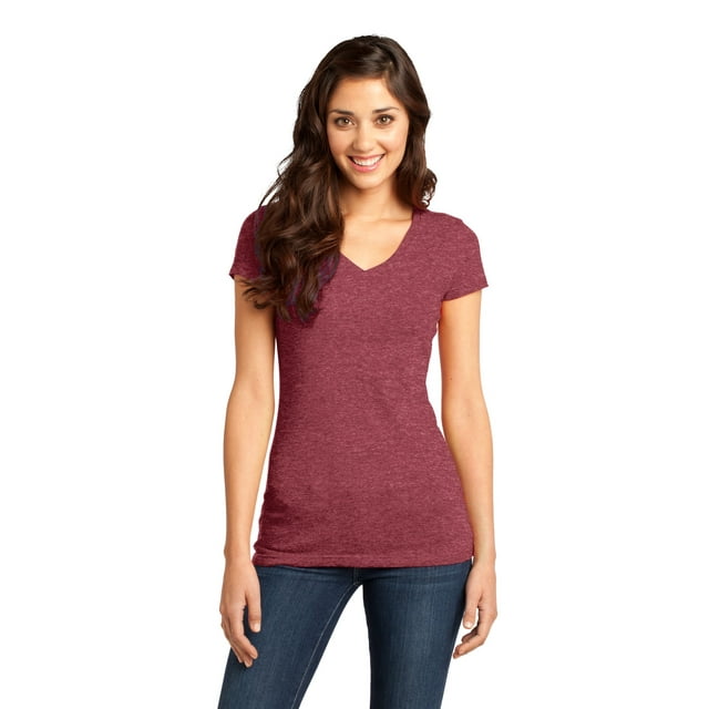 Camiseta Distrito Very Important Juniors Cuello en V L Heathered Red