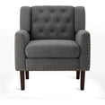 thumbnail image 3 of LUE BONA Upholstered Linen Accent Chair, Mid Century Living Room Chair for Living Room, Small Spaces, Carbon Gray, 3 of 7