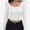 White, variant on Women Crew Neck Knitted Crop Shirt Long Sleeve Low Cut Basic Solid Tee Sexy Cutout Blouse Top Streetwear