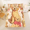 thumbnail image 4 of Manfei Cute Bowknot Puppy Queen Sheets, Golden Retriever Queen Sheet Sets, Beige Cream, 4pcs, 1 Flat Sheet, 1 Fitted Sheet and 2 Pillowcases, 4 of 6