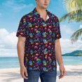 thumbnail image 3 of Pofeuu mushroom colorful Skull Print Hawaiian Shirt for Men Sleeves Casual Button Down Summer Beach Dress Shirts T-Shirts,3X-Large, 3 of 7