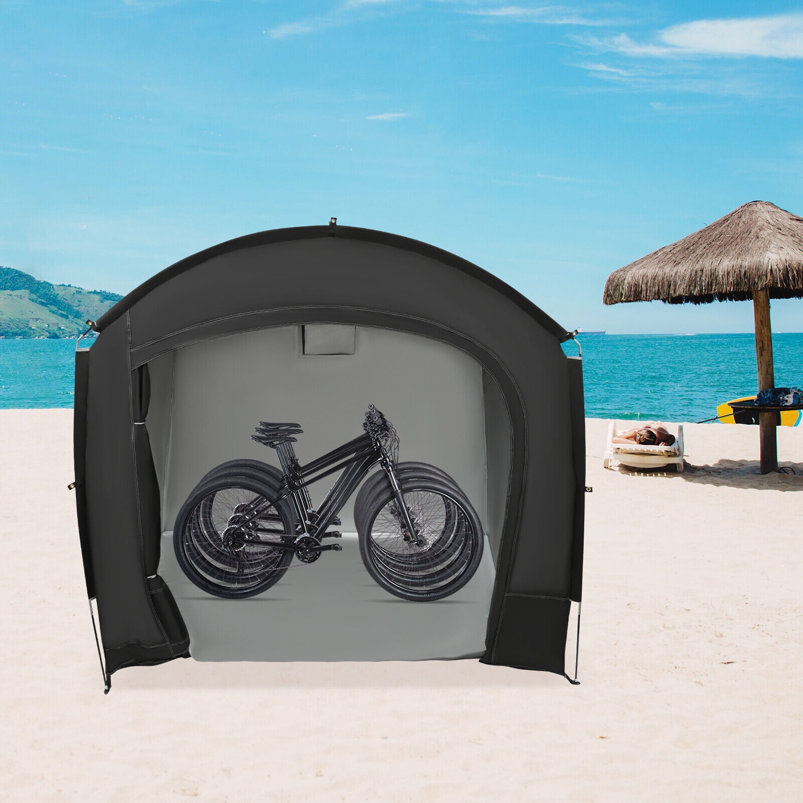 Rectangular Outdoor Bike Tent 3-4 Bikes Storage Tent Bicycle Storage Tent w/4* Stakes