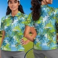 thumbnail image 4 of Binienty Tropical Palm Tree Matching Shirts for Couples Versatile Fashion Shirts Workout Tops with Zipper Neck Short Sleeve Classic Fit Shirts for Golf Running Sports, 4 of 7