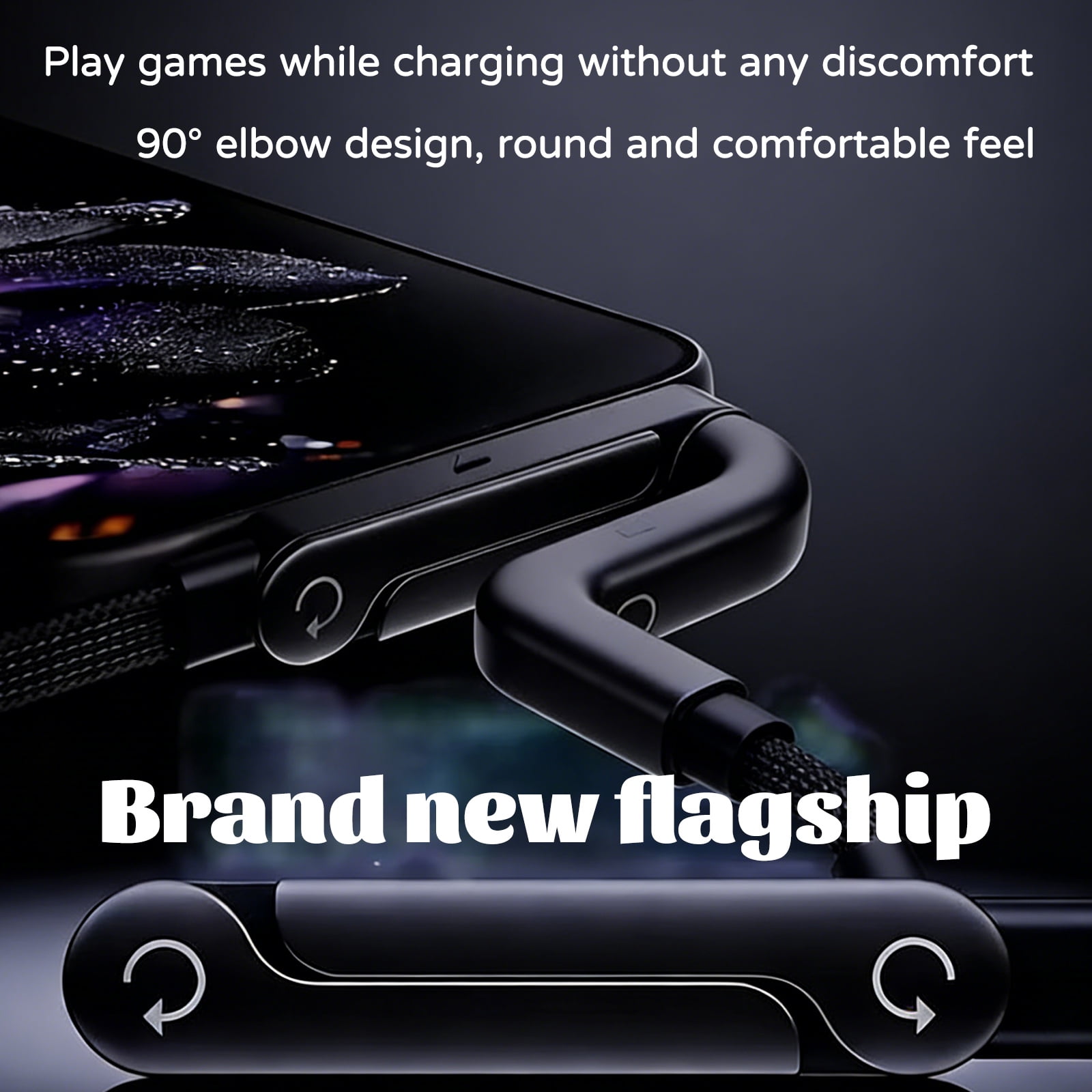 2-in-1 Invisible Holder Charger Cable – Fast Charging Cord with Built-in Phone Stand, 240W Super Fast Charging Cord with Built-in Folding Phone Stand, Type-C Cable for iPhone Gaming(2PC)