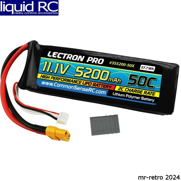 Common Sense RC 3S5200-50X Lectron Pro 11.1v 5200mah 50c LiPo Battery Xt60/Tra Plug