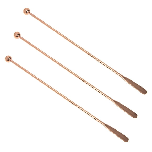 WRITWAA 3Pcs Reusable Metal Stir Sticks Rose Gold for Coffee Mixing Kitchen Use
