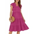 thumbnail image 3 of UVN Summer Dresses for Women Ruffle Sleeve V Neck Midi Dress Casual Beach Sundress with Pockets, 3 of 9
