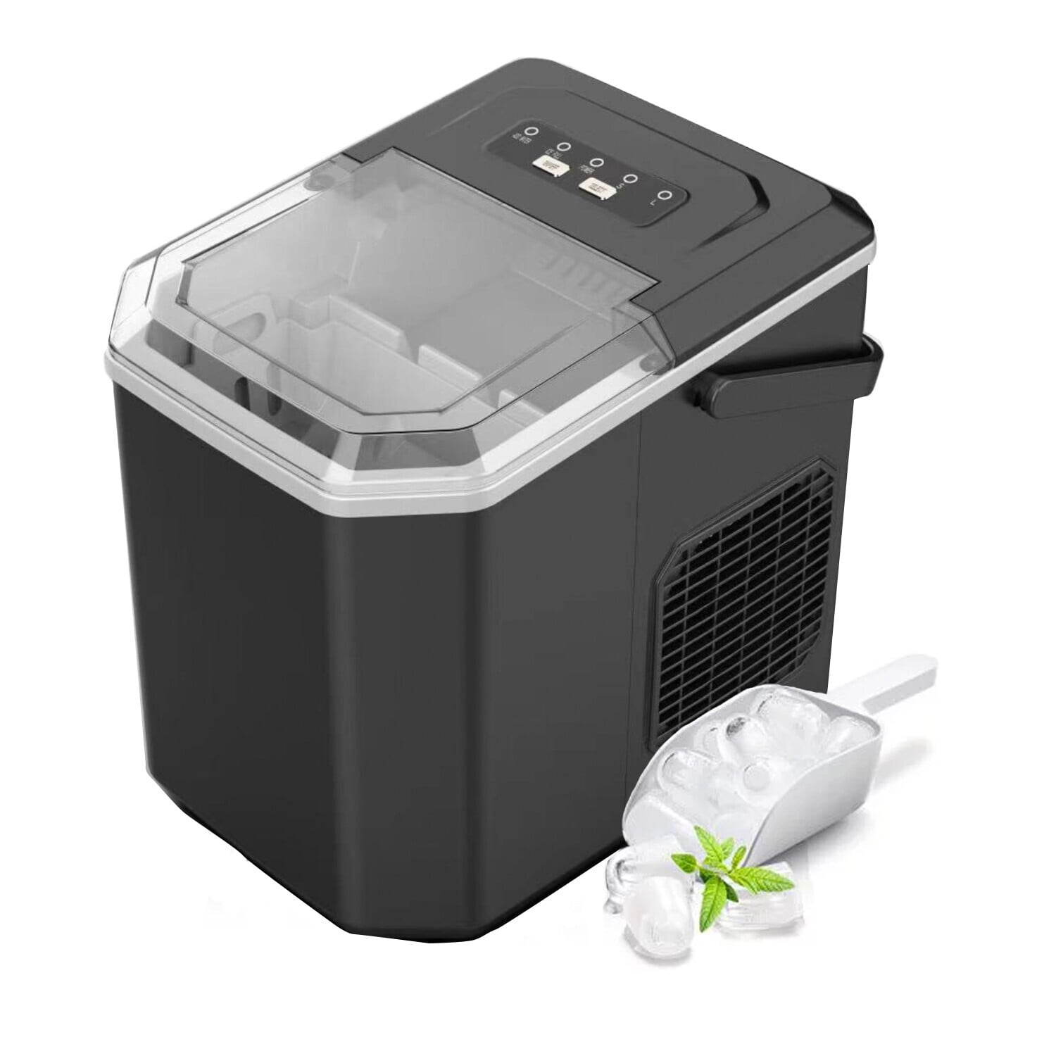 FOOING Countertop Ice Maker, Portable Ice Maker Machine with Handle