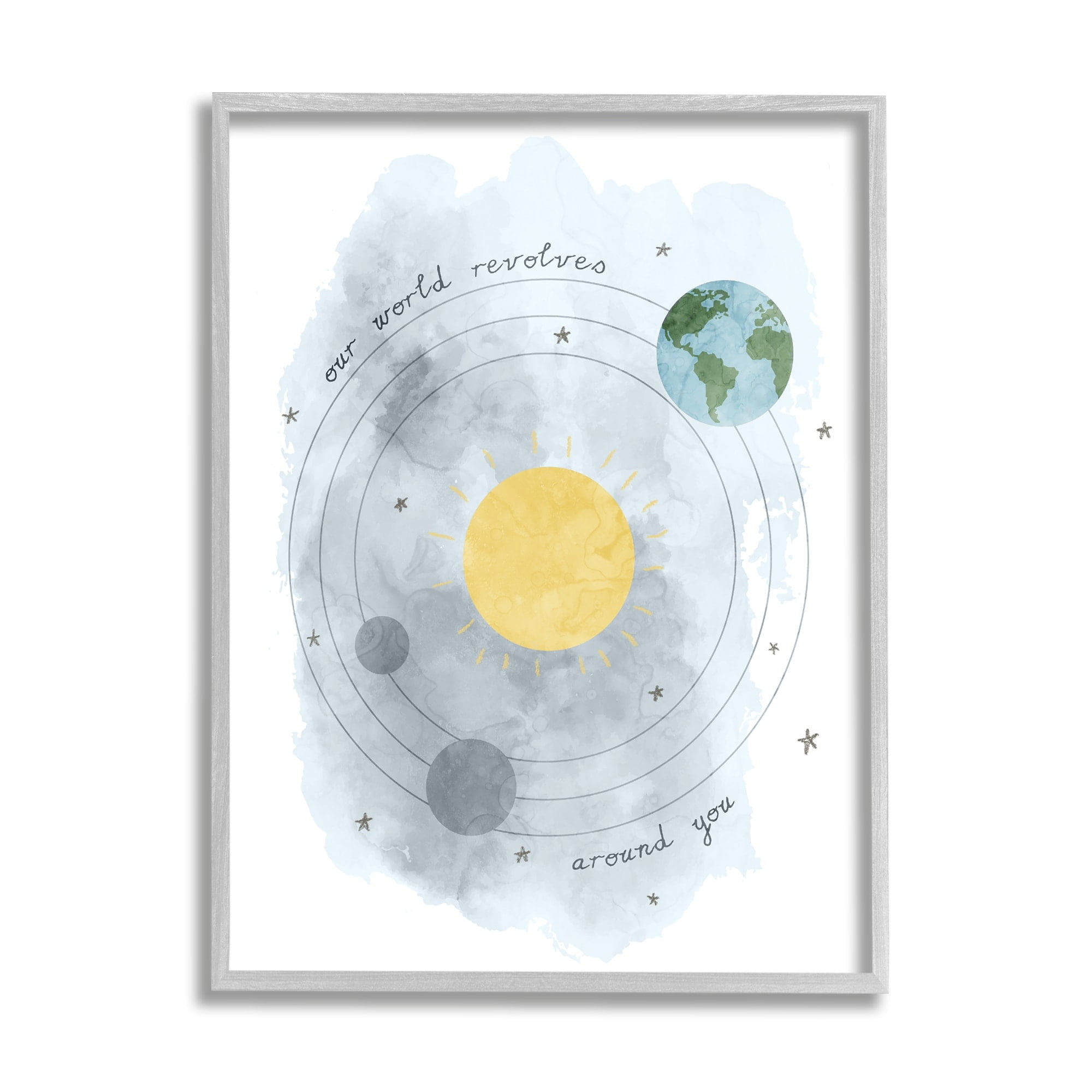 Stupell Industries World Revolves Around You Solar System Planetary Illustration , 16 x 20, Design by Daphne Polselli