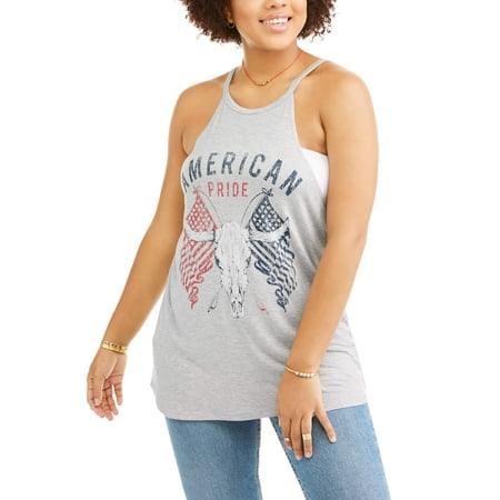 Juniors' Plus Graphic Halter Tank