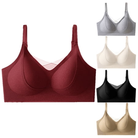 Ahuyic Womens Bra Summer Plus Size Bra Womens Fashion Sports Bra Underwear Bra Everyday Underwear Brown XXXL