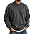 thumbnail image 2 of Hearthz Mock Neck Sweatshirts for Men Fall Winter Long Sleeve Sweatshirt Men Solid Color Streetwear Lightweight Pullover Men Black M, 2 of 5