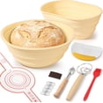 thumbnail image 1 of Kit Masa Madre, Kit para Hacer Pan de Masa Madre con Banetones para Pan Silicona Plegables, Cepillo de Aceite, Mezclador de Harina, Cortador de Masa, Tapete para Hornear, Rascador, 1 of 4