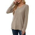 thumbnail image 4 of Tops for Women Trendy Women's Fashion Casual V-Neck Long Sleeve Solid Color T-Shirt Comfortable Top, 4 of 7