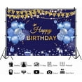 thumbnail image 2 of Blue Happy Birthday Backdrop Balloons Fireworks Flags Happy Birthday Photography Background Sign Wallpaper Men Boy Kids Birthday Party Banner Cake Table Decoration Supplies, 2 of 6