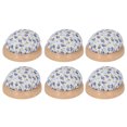 6Pcs Sewing Pin Cushion Round Wooden Base Cute Floral Style Eye