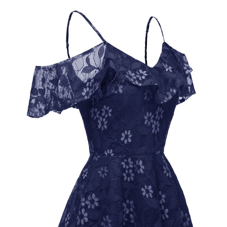 cute fitted summer dresses Swsmclt Women's Summer Dresses Cocktail Sundress Cute A Line Dress Midi Spring Casual Deep V Neck Fitted Lace Navy Medium, Blue