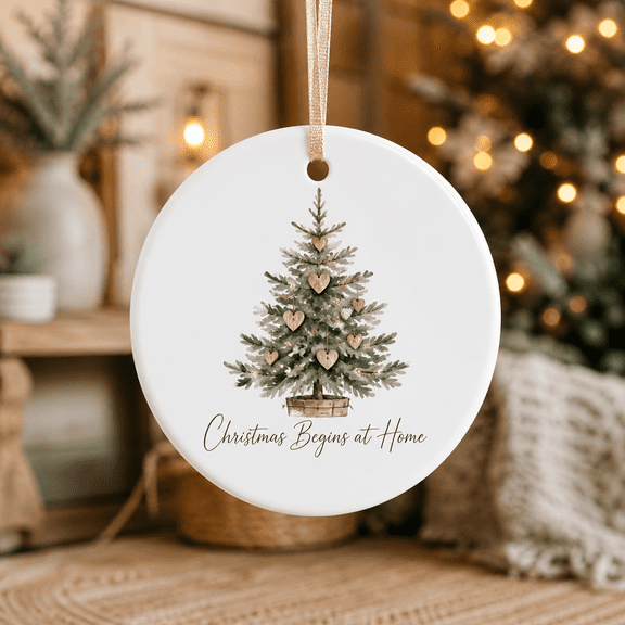 Christmas Ornament Rustic Tree and Heart Hanging Keepsake Holiday Gift