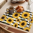 thumbnail image 3 of Yellow Sunflowers Placemats Set of 12, Retro Plants Flowers Black White Striped Non-Slip Place Mats Washable Table Mats for Kitchen Dining Table Decorations Indoor/Outdoor, 3 of 9