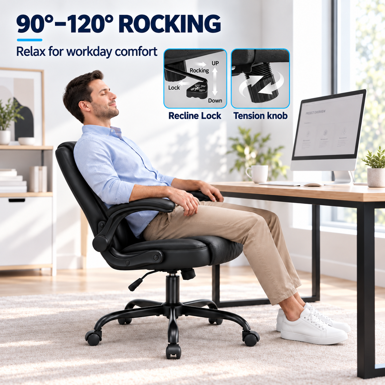 CloudRest Pro Ergonomic Office Chair, High-Back, Black Leather photo 5
