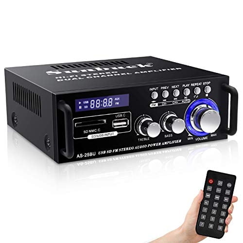 Amplificador estéreo inalámbrico 180W Sunbuck AS-25BU con USB Tarjeta SD Radio FM y control remoto