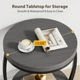 thumbnail image 6 of Condemo Round End Table with Storage Shelf, 2-Tier Industrial Side Table for Living Room or Bedroom, Gray Brown & Black, 6 of 8