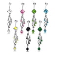 thumbnail image 4 of 14G Stainless Steel Cascading CZ Vine Dangling Belly Button Ring, 4 of 4