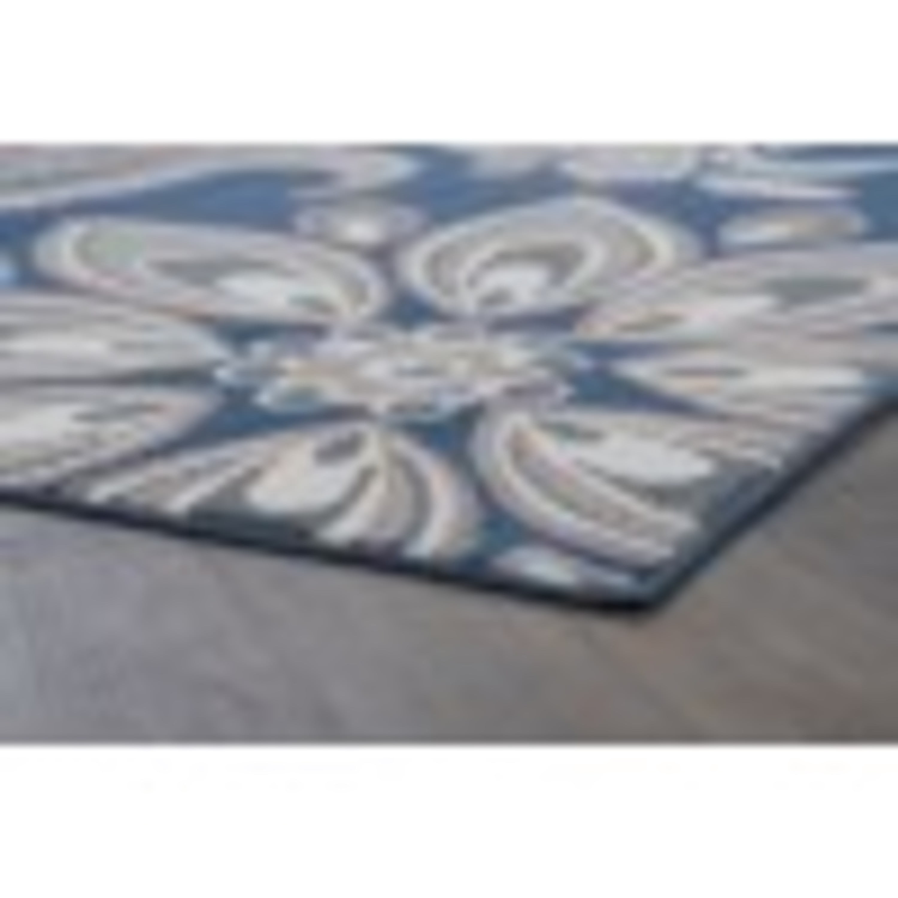 Hampton Transitional 8' x 10' Navy and Cream Polypropylene Indoor Area Rug