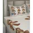 thumbnail image 6 of Ambesonne Cartoon Fitted & Top Sheet Set with Shams, Teddy Bear Design, Chocolate Cream, 6 of 8