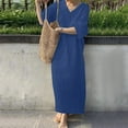 thumbnail image 2 of B91xZ Robes pour Femmes 2024 Invité de Mariage Décontracté Basique Confortable Manches Courtes Évasée Ligne A Midi Longue Robe maxi, Marine S, 2 of 5
