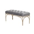thumbnail image 6 of DecMode Gray Velvet Tufted Home Bench with Gold Metal Legs, 39" x 17" x 19", 6 of 9