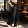 thumbnail image 6 of cocolona Linen Pants Women Summer High-waisted Wide Leg Beach Pants Trendy Casual Baggy Drawstring Trousers with Pockets, 6 of 7