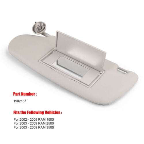 Left Driver Side Sun Visor Without Light For Dodge Ram1500 02-09 2500 3500 03-09