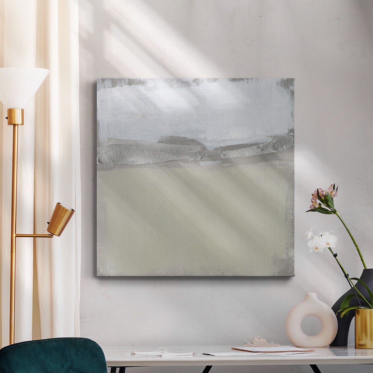 Wexford Home Silver Ribbon Horizon II-Premium Gallery Wrapped Canvas, 40" x 40" - Ready to Hang