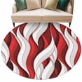 thumbnail image 2 of Red White Moire Round Area Rug 7 FT, Non Slip Living Room Area Carpet, Modern Abstract Art Washable Soft Circular Rug Non-Shedding Floor Carpet for Bedside Office Play Room Classroom, 2 of 9