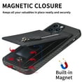 thumbnail image 2 of Compatible with iPhone 16 Wallet Case with Card Holder, Premium PU Leather Kickstand Zipper Slot Case, Magnetic Clasp and Durable Shockproof Cover For iPhone 16,Black, 2 of 9
