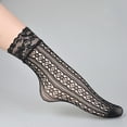 thumbnail image 2 of 1 Pair Womens Lace Ankle Socks with Fishnet Design Sheer Short Socks for Fashion, 2 of 5