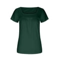 thumbnail image 4 of Cathalem Womens Basic T-Shirts Summer Ruffle Plain Round Neck Loose Fit Tee Blouse Tops,Green S, 4 of 5