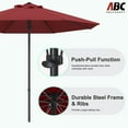 thumbnail image 4 of ABCCANOPY 10ft Outdoor Market Hand Push Patio Umbrella,12+Colors, Burgundy, 4 of 8