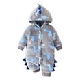 thumbnail image 4 of mgoYE Newborn Baby Boy Clothes Color Block Long Sleeve Zipper Hooded Romper Fall Winter One Piece Outfits(Grey,12-18 Months), 4 of 5
