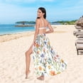 thumbnail image 6 of FORMRS Womens Long Sarong Beach Wrap Semi-Sheer Bikini Skirt Bathing Swimsuit Cover Up, Watercolor Wildflowers Pattern, 6 of 7